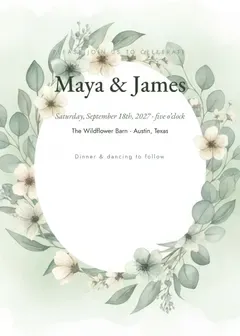 Invitation made with the WedGenie invitation maker